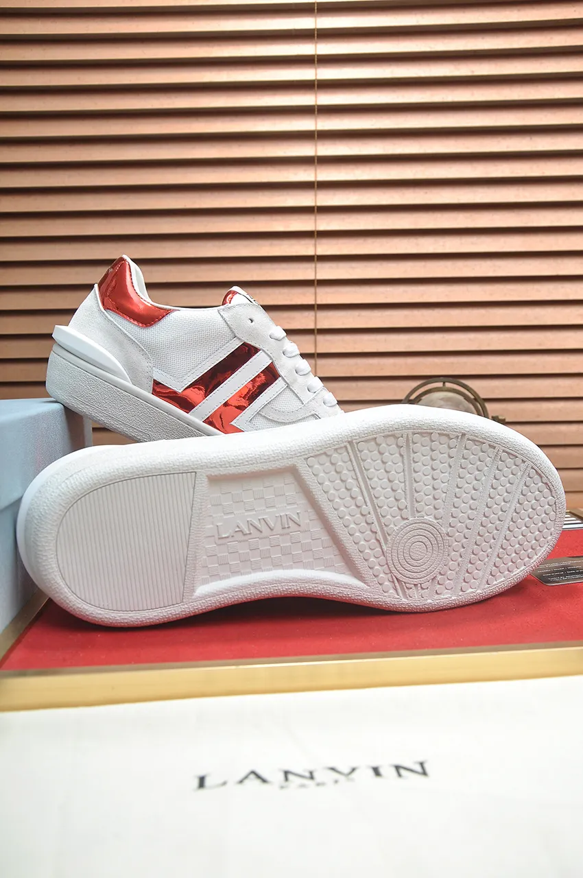 Men's men's shoes💰540💶[LANVIN] The latest lace-up fashionable casual couple sneakers, high-quality CLAY couple series‼ ️ The latest trendy products of the season 🌈Many bloggers have planted grass and purchased the original open-mold customization. The upper and outsole are sewn with mark threads without edge sealing. A variety of material splicing combination design. Very versatile for fashionable and casual wear. Comfortable on the feet. Self-recommended. Upper cowhide + cow suede + breathable mesh lining. Foot-padding cowhide. Exclusive original open-mold clear logo rubber outsole ⚠️Couple standard size 36-40 for women and 38-44 for men.
